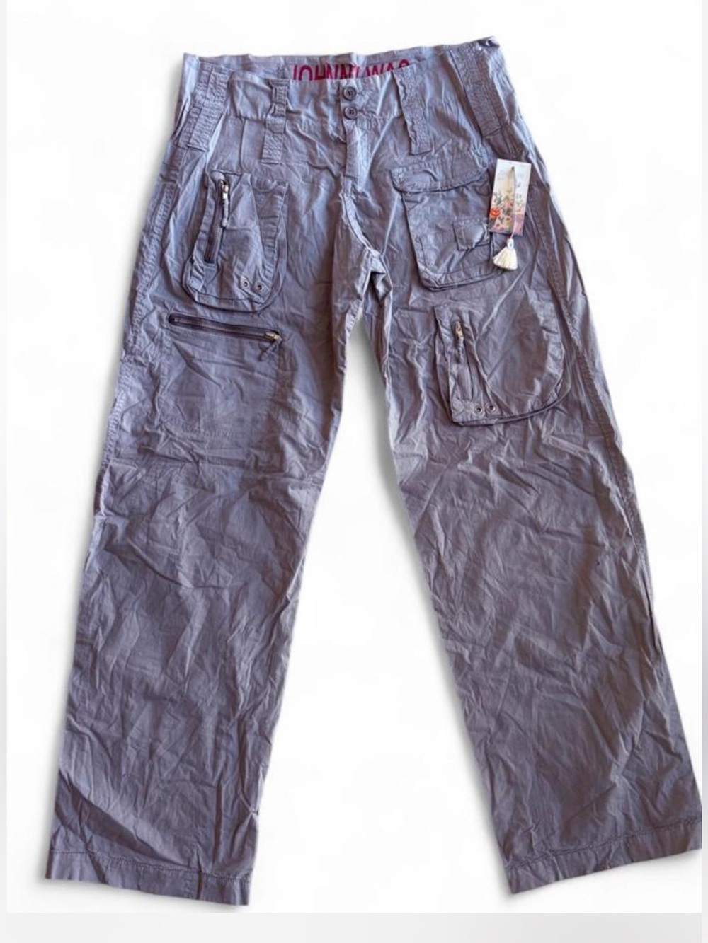 Johnny Was Slate Gray Cargo Pants with Pocket Details